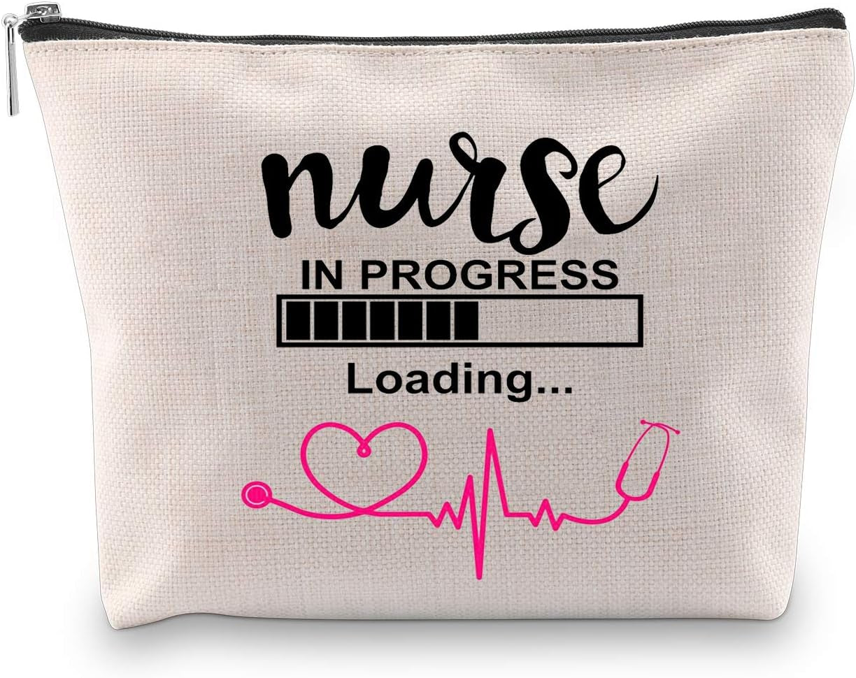 Nurse Bag Nurse Gift Nursing S Nurse Student Gift Nurse in Progress Student Make up Bag Cosmetic Bag Gift for Nurse (Nurse in Progress White)
