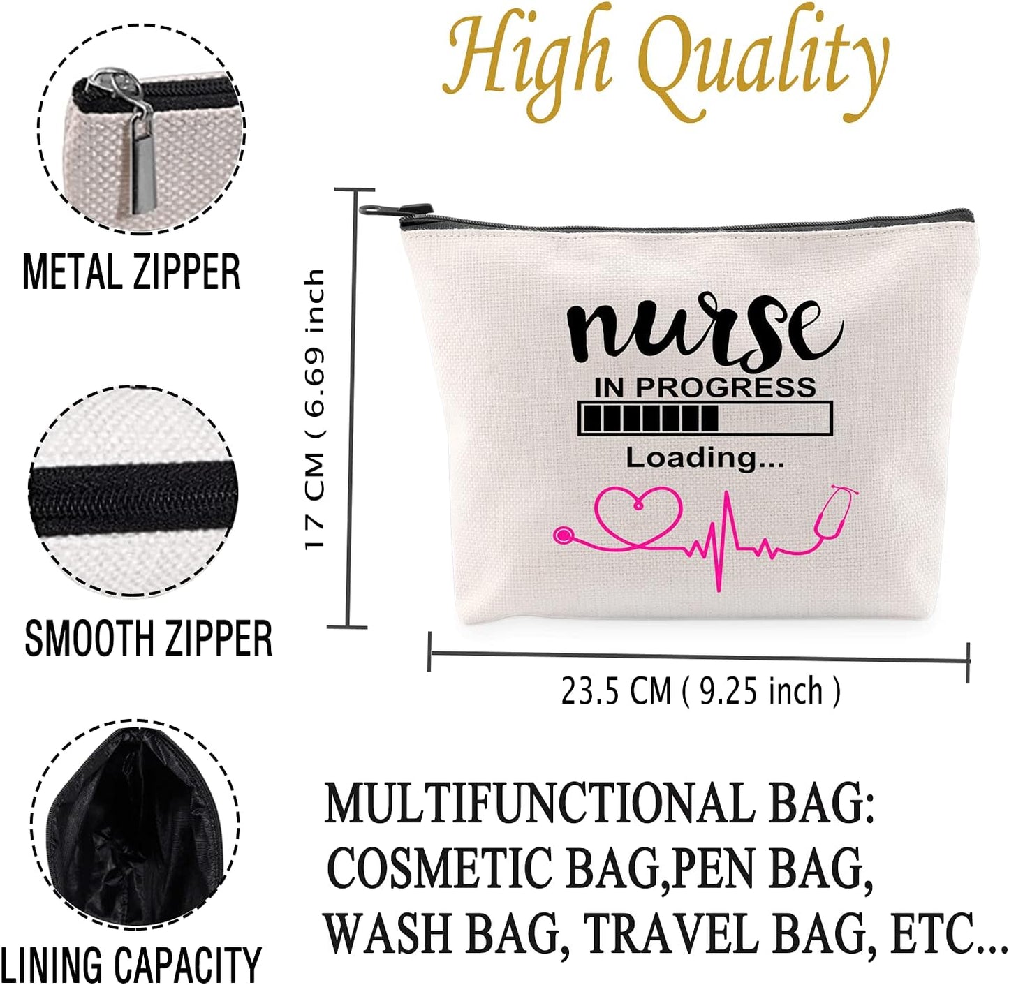 Nurse Bag Nurse Gift Nursing S Nurse Student Gift Nurse in Progress Student Make up Bag Cosmetic Bag Gift for Nurse (Nurse in Progress White)