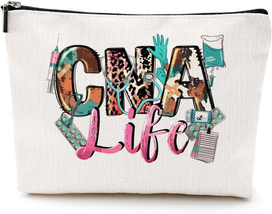 CNA Nurse Gifts Nurses Bag Nursing Nurse Accessories for Work Cosmetic Bag Nurses Week Nursing Graduation Christmas RN Appreciation Birthday Gift Makeup Bag Funny Gifts for Women RN Stundent
