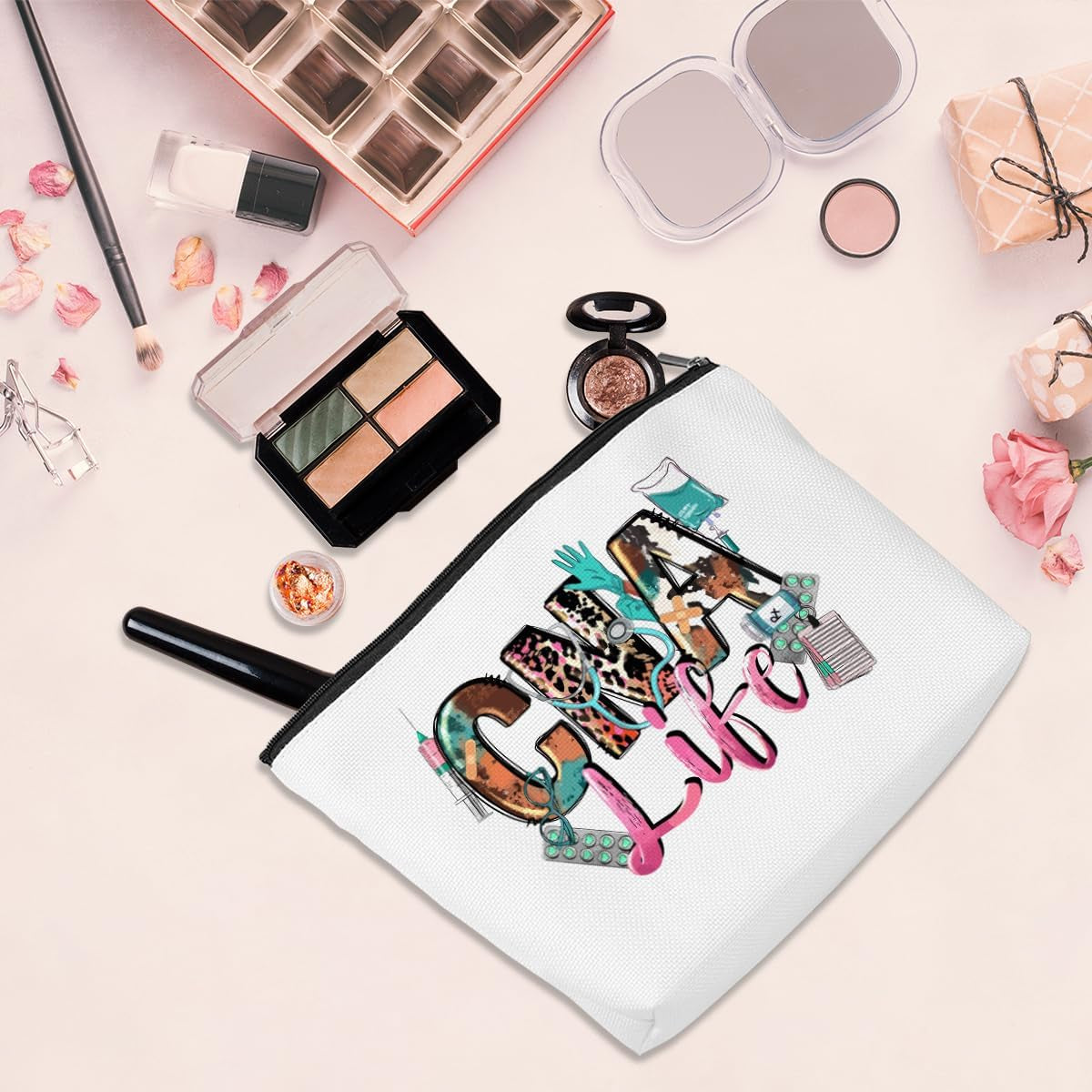 CNA Nurse Gifts Nurses Bag Nursing Nurse Accessories for Work Cosmetic Bag Nurses Week Nursing Graduation Christmas RN Appreciation Birthday Gift Makeup Bag Funny Gifts for Women RN Stundent