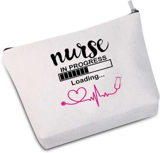 Nurse Bag Nurse Gift Nursing S Nurse Student Gift Nurse in Progress Student Make up Bag Cosmetic Bag Gift for Nurse (Nurse in Progress White)