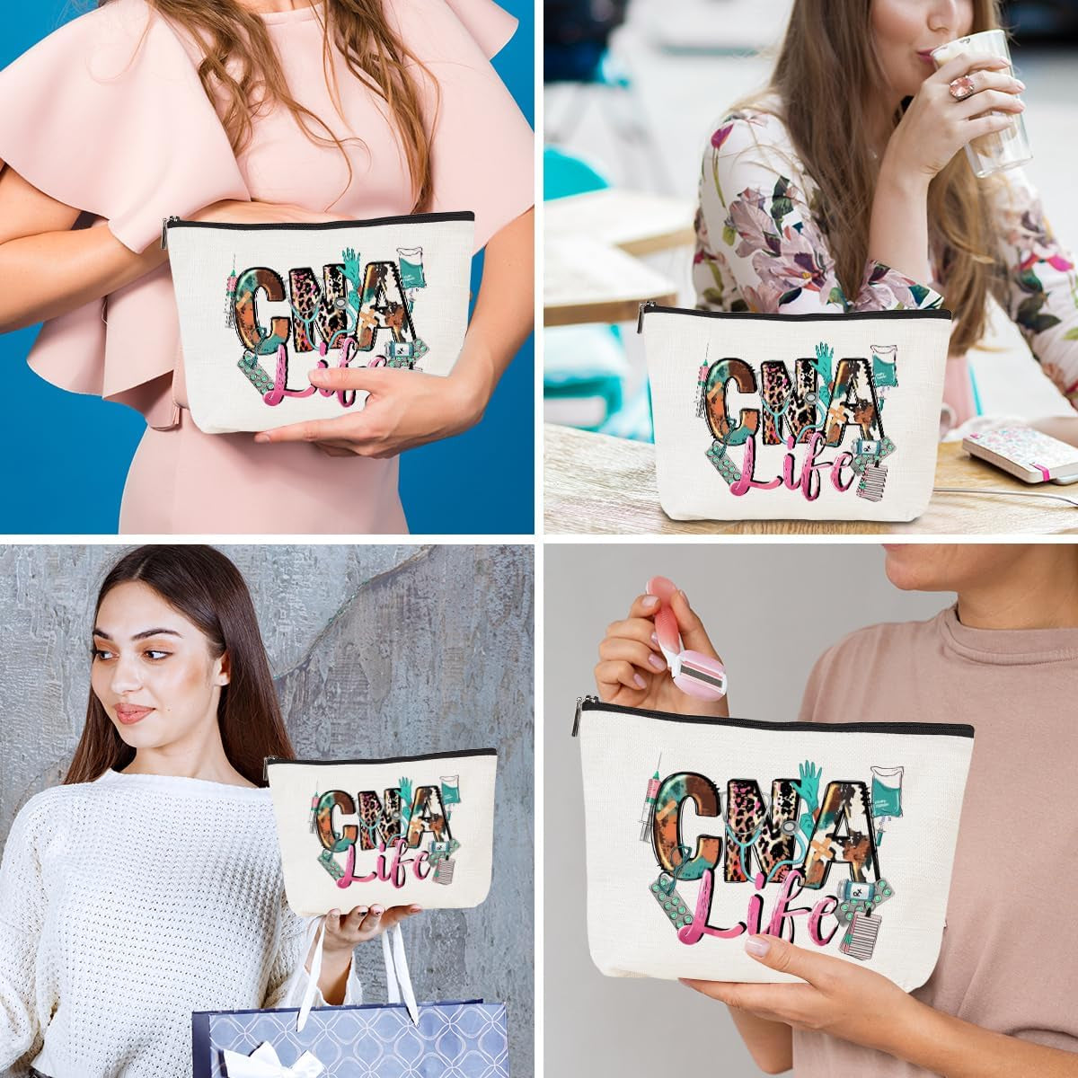 CNA Nurse Gifts Nurses Bag Nursing Nurse Accessories for Work Cosmetic Bag Nurses Week Nursing Graduation Christmas RN Appreciation Birthday Gift Makeup Bag Funny Gifts for Women RN Stundent